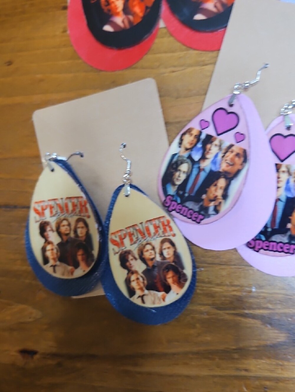 Spencer Graphic Teardrop Earrings - Pink, Purple, Red, Blue - Picture 9 of 10